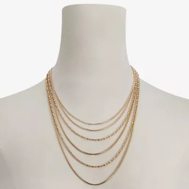 Liz Claiborne Chain Multi Layered Womens 17 Inch Statement Necklace