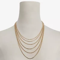 Liz Claiborne Chain Multi Layered Womens 17 Inch Statement Necklace
