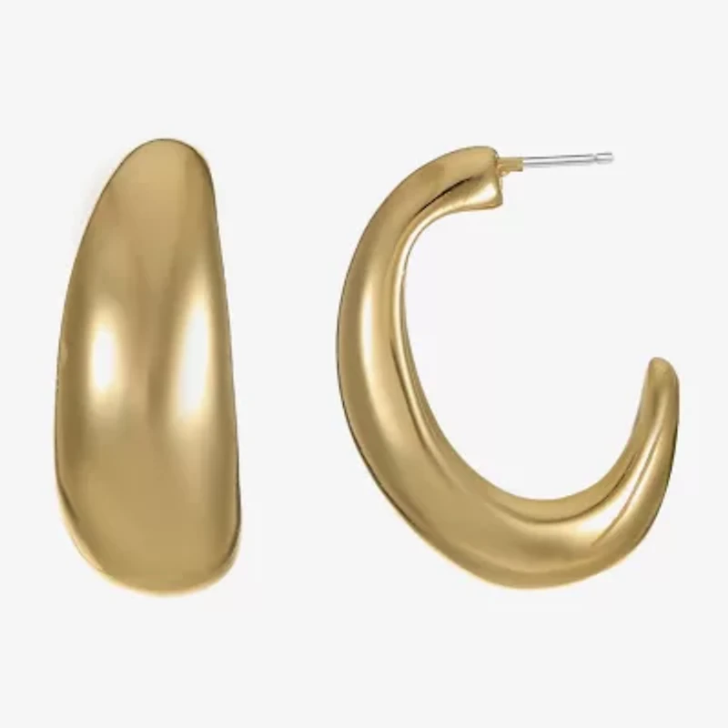 Liz Claiborne Huggie Womens 25.4mm Hypoallergenic Hoop Earrings
