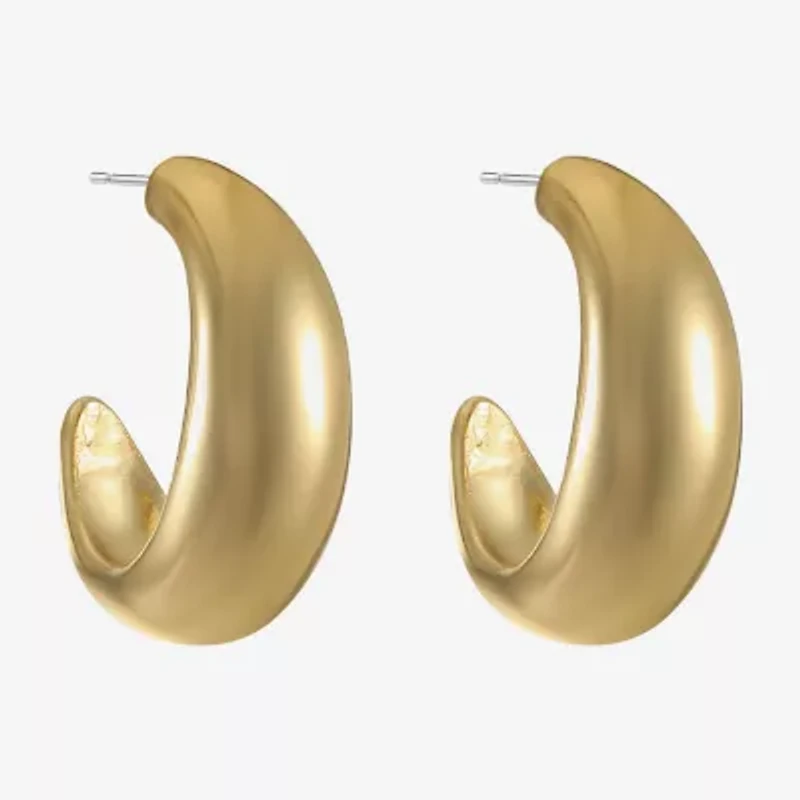 Liz Claiborne Huggie Womens 25.4mm Hypoallergenic Hoop Earrings