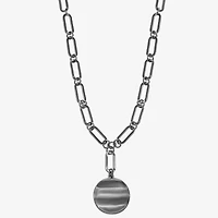 Liz Claiborne Wavy Coin Womens Paperclip 17 Inch Pendant Necklace