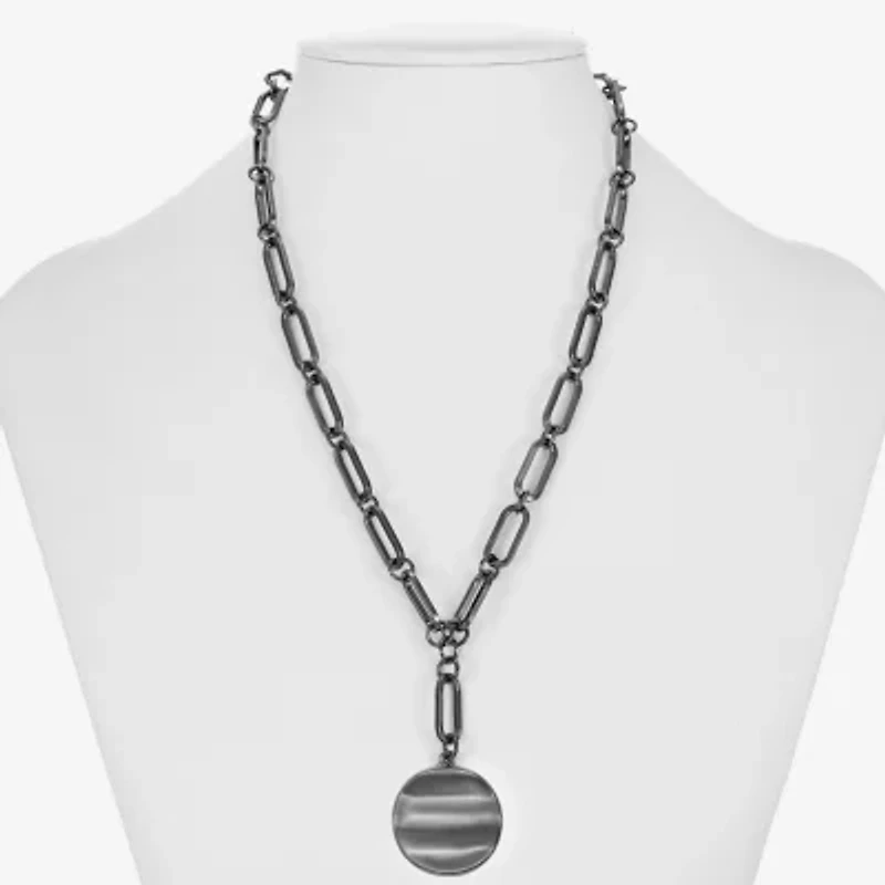 Liz Claiborne Wavy Coin Womens Paperclip 17 Inch Pendant Necklace