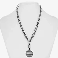 Liz Claiborne Wavy Coin Womens Paperclip 17 Inch Pendant Necklace