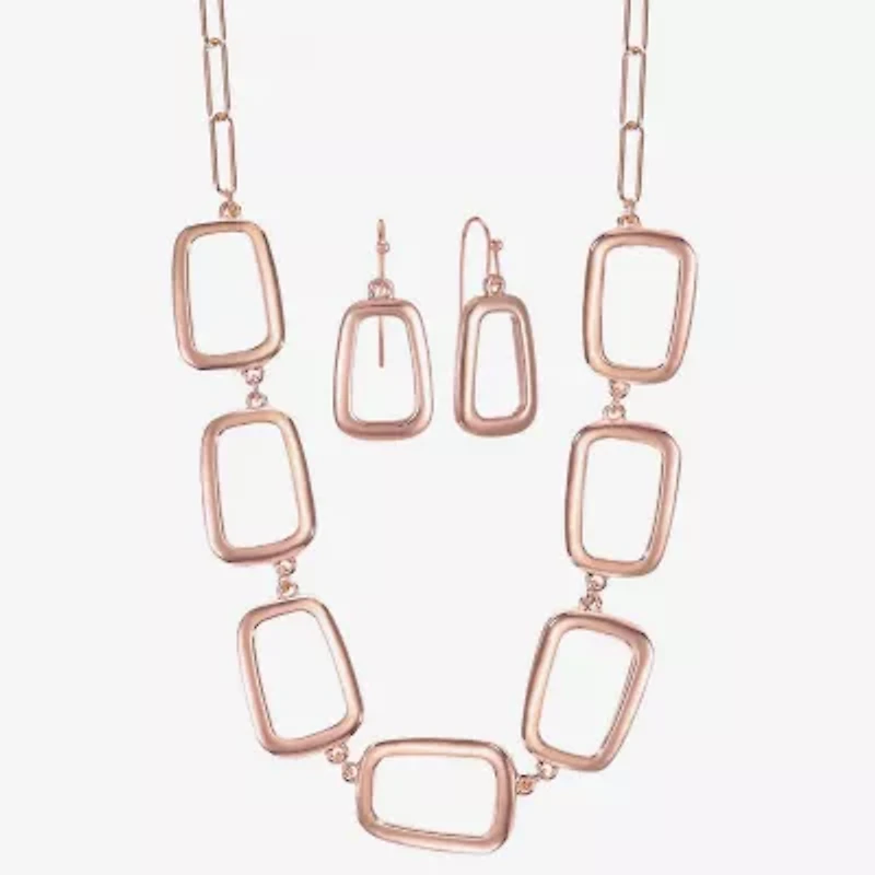 Liz Claiborne Frontal Collar Necklace & Drop Earring Womens Square 2-pc. Jewelry Set