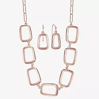 Liz Claiborne Frontal Collar Necklace & Drop Earring Womens Square 2-pc. Jewelry Set