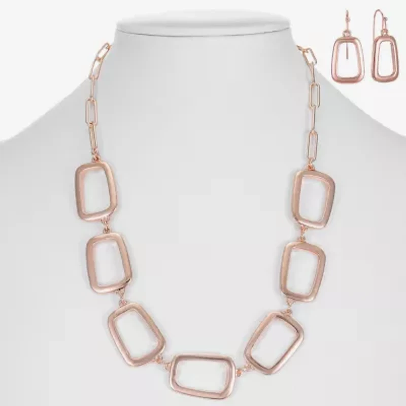 Liz Claiborne Frontal Collar Necklace & Drop Earring Womens Square 2-pc. Jewelry Set