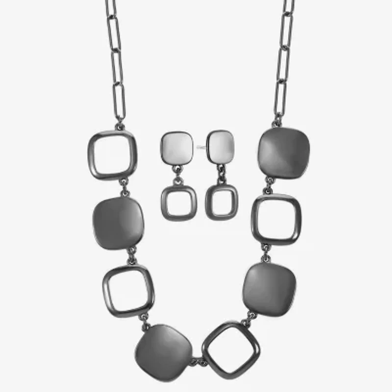 Liz Claiborne Frontal Collar Necklace & Drop Earring Womens Square 2-pc. Jewelry Set