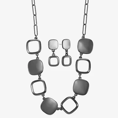 Liz Claiborne Frontal Collar Necklace & Drop Earring Womens Square 2-pc. Jewelry Set