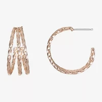 Liz Claiborne 3 Row Twisted Womens 20mm Hypoallergenic Hoop Earrings