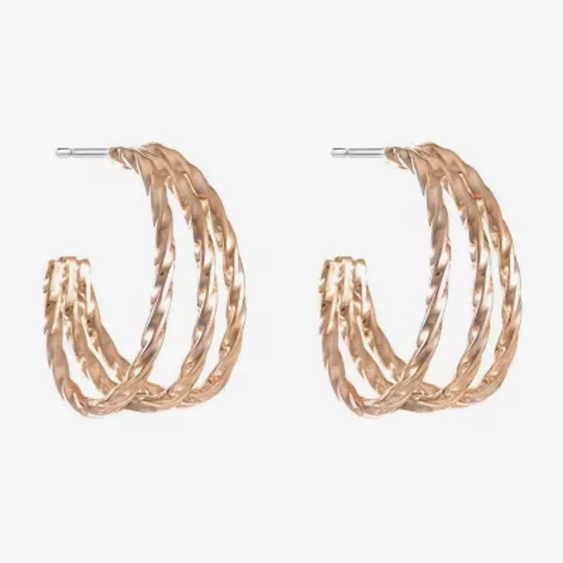 Liz Claiborne 3 Row Twisted Womens 20mm Hypoallergenic Hoop Earrings