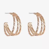 Liz Claiborne 3 Row Twisted Womens 20mm Hypoallergenic Hoop Earrings