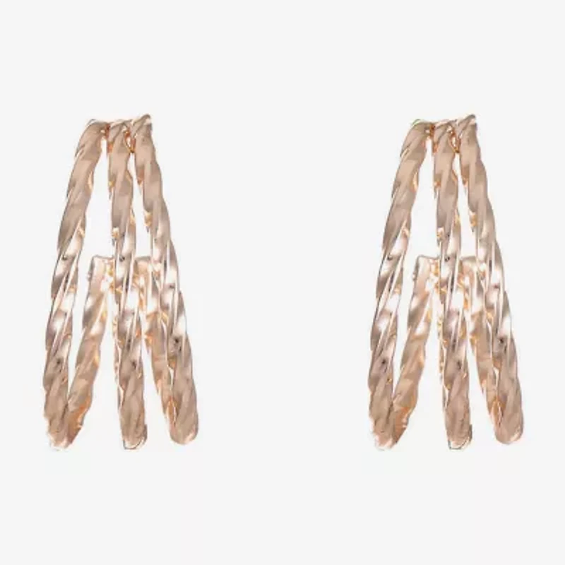 Liz Claiborne 3 Row Twisted Womens 20mm Hypoallergenic Hoop Earrings