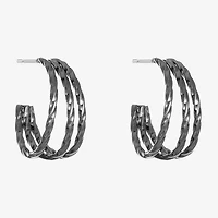 Liz Claiborne 3 Row Twisted Womens 20mm Hypoallergenic Hoop Earrings