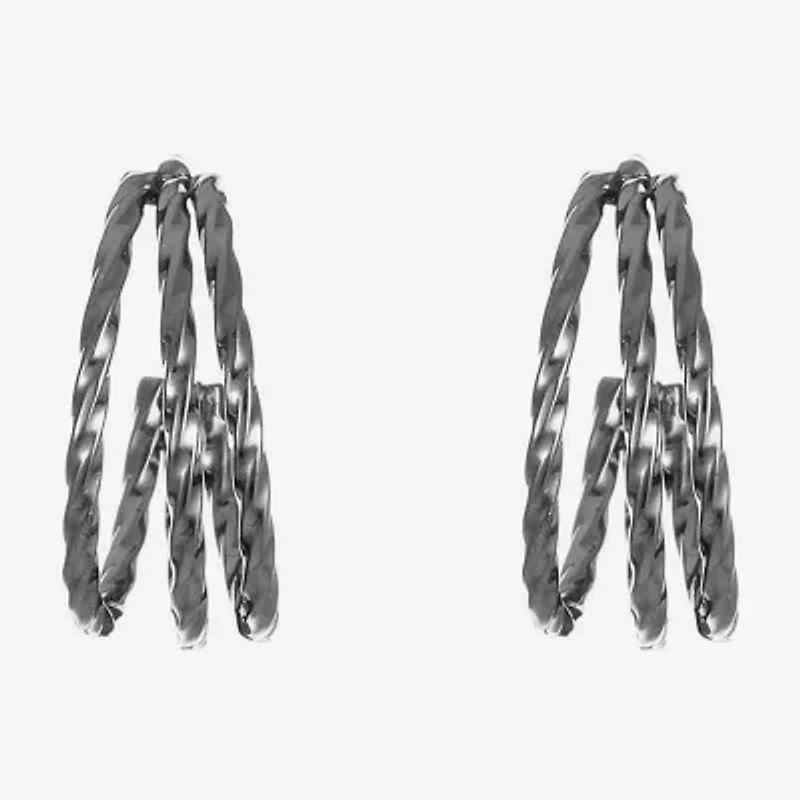 Liz Claiborne 3 Row Twisted Womens 20mm Hypoallergenic Hoop Earrings