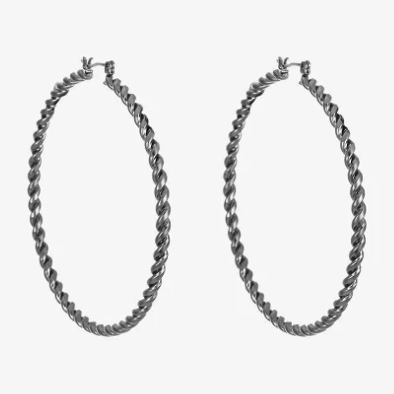 Liz Claiborne Twisted Womens 66mm Hypoallergenic Hoop Earrings