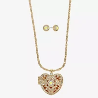 Monet Jewelry Gold Tone Locket Womens Glass Heart 2-pc. Jewelry Set
