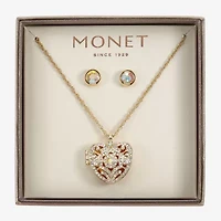 Monet Jewelry Gold Tone Locket Womens Glass Heart 2-pc. Jewelry Set