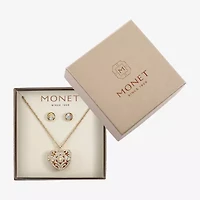 Monet Jewelry Gold Tone Locket Womens Glass Heart 2-pc. Jewelry Set