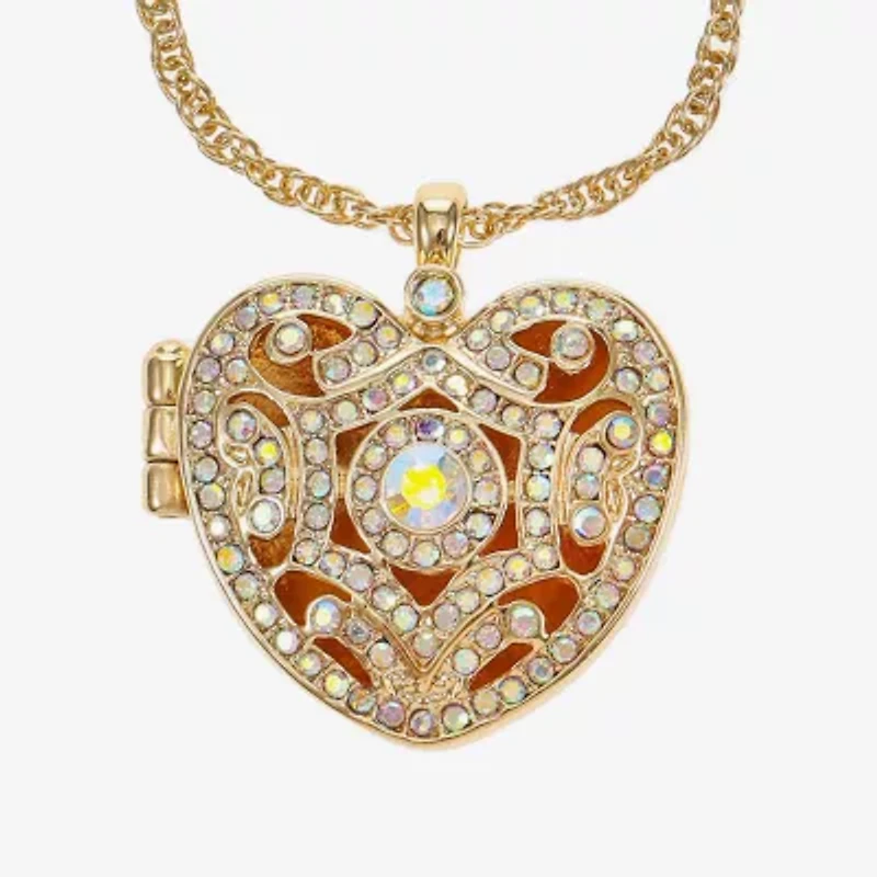 Monet Jewelry Gold Tone Locket Womens Glass Heart 2-pc. Jewelry Set