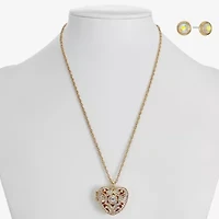 Monet Jewelry Gold Tone Locket Womens Glass Heart 2-pc. Jewelry Set