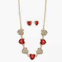 Monet Jewelry Gold Tone Womens Red Glass Heart 2-pc. Jewelry Set
