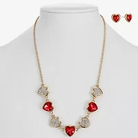 Monet Jewelry Gold Tone Womens Red Glass Heart 2-pc. Jewelry Set