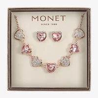 Monet Jewelry Rose Tone Womens Pink Glass Heart 2-pc. Jewelry Set