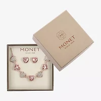 Monet Jewelry Rose Tone Womens Pink Glass Heart 2-pc. Jewelry Set
