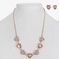 Monet Jewelry Rose Tone Womens Pink Glass Heart 2-pc. Jewelry Set