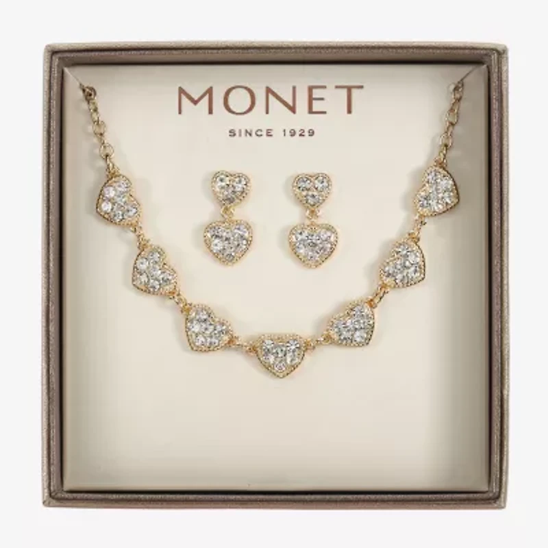 Monet Jewelry Gold Tone Womens Glass Heart 2-pc. Jewelry Set