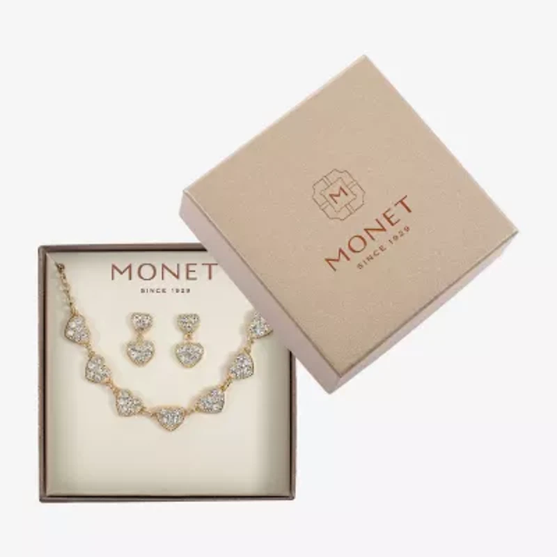 Monet Jewelry Gold Tone Womens Glass Heart 2-pc. Jewelry Set