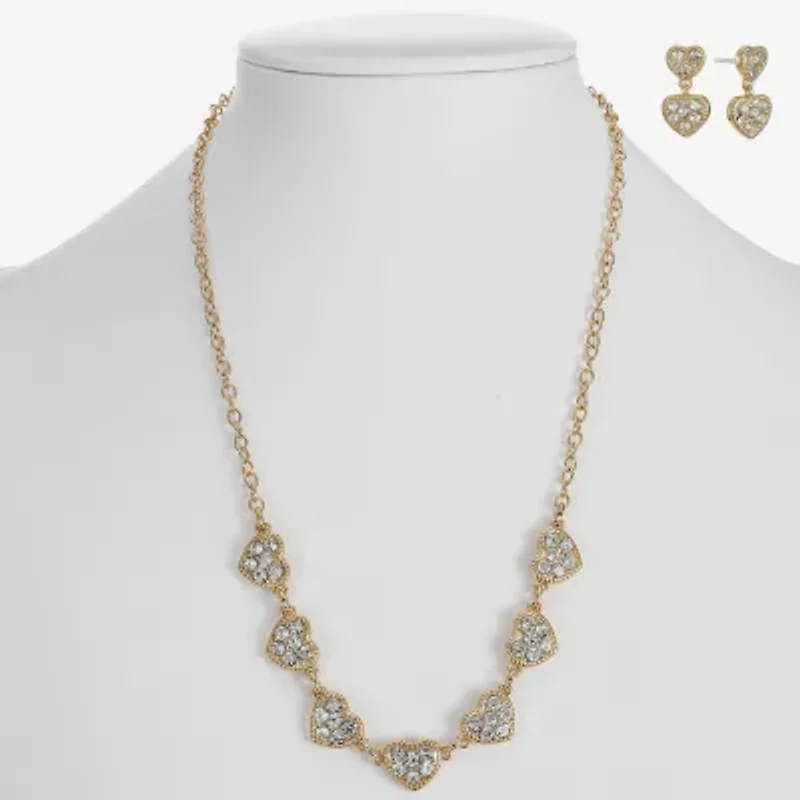 Monet Jewelry Gold Tone Womens Glass Heart 2-pc. Jewelry Set
