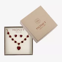 Monet Jewelry Gold Tone Womens Red Glass Heart 2-pc. Jewelry Set