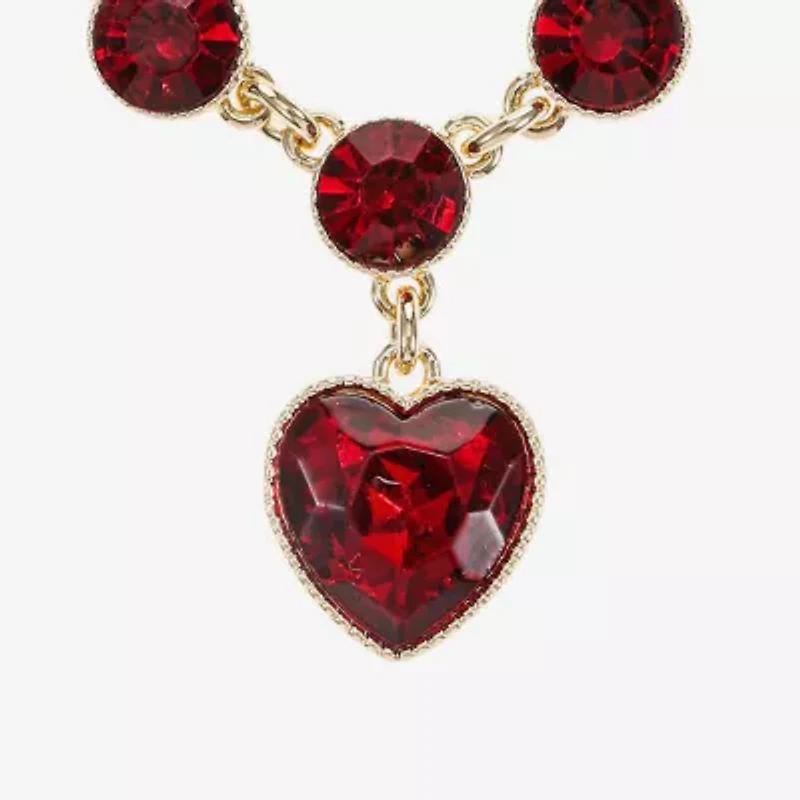 Monet Jewelry Gold Tone Womens Red Glass Heart 2-pc. Jewelry Set