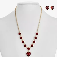 Monet Jewelry Gold Tone Womens Red Glass Heart 2-pc. Jewelry Set