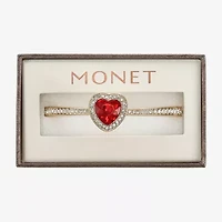 Monet Jewelry Gold Tone Womens Glass Heart Bangle Bracelet