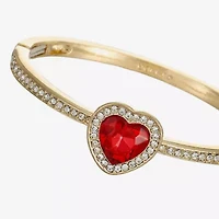 Monet Jewelry Gold Tone Womens Glass Heart Bangle Bracelet