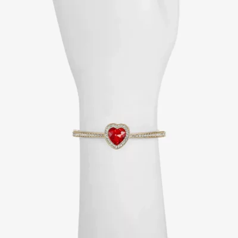 Monet Jewelry Gold Tone Womens Glass Heart Bangle Bracelet