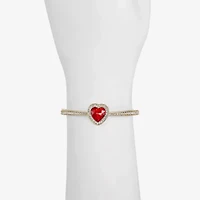 Monet Jewelry Gold Tone Womens Glass Heart Bangle Bracelet