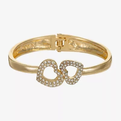 Monet Jewelry Gold Tone Womens Glass Heart Bangle Bracelet