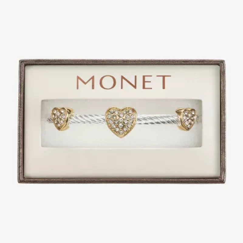 Monet Jewelry Two Tone Rope Twist Womens Glass Cuff Bracelet