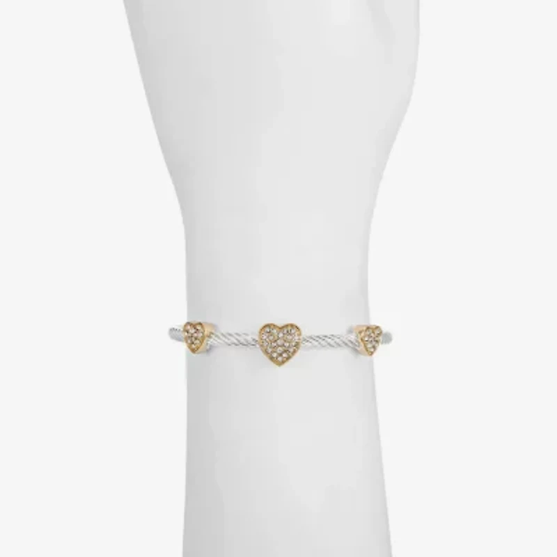 Monet Jewelry Two Tone Rope Twist Womens Glass Cuff Bracelet