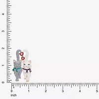 Monet Jewelry Gold Tone Cats Pink Glass Pin