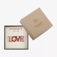 Monet Jewelry Gold Tone Love Pink Glass Pin
