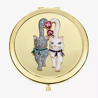Monet Jewelry Gold Tone Cats Gold Tone Heart Compact Mirror