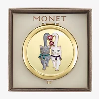Monet Jewelry Gold Tone Cats Gold Tone Heart Compact Mirror