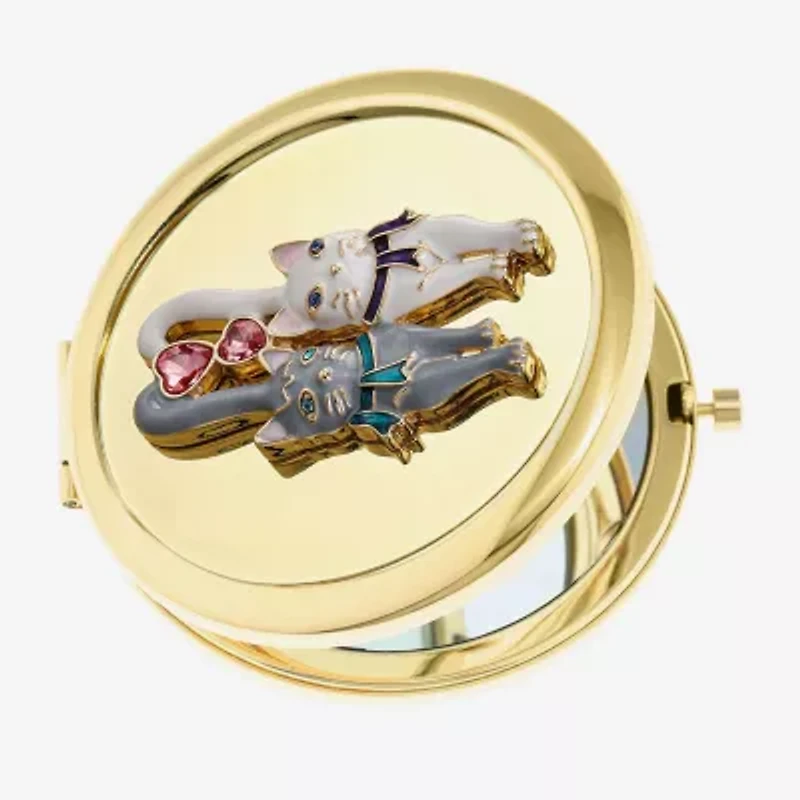 Monet Jewelry Gold Tone Cats Gold Tone Heart Compact Mirror