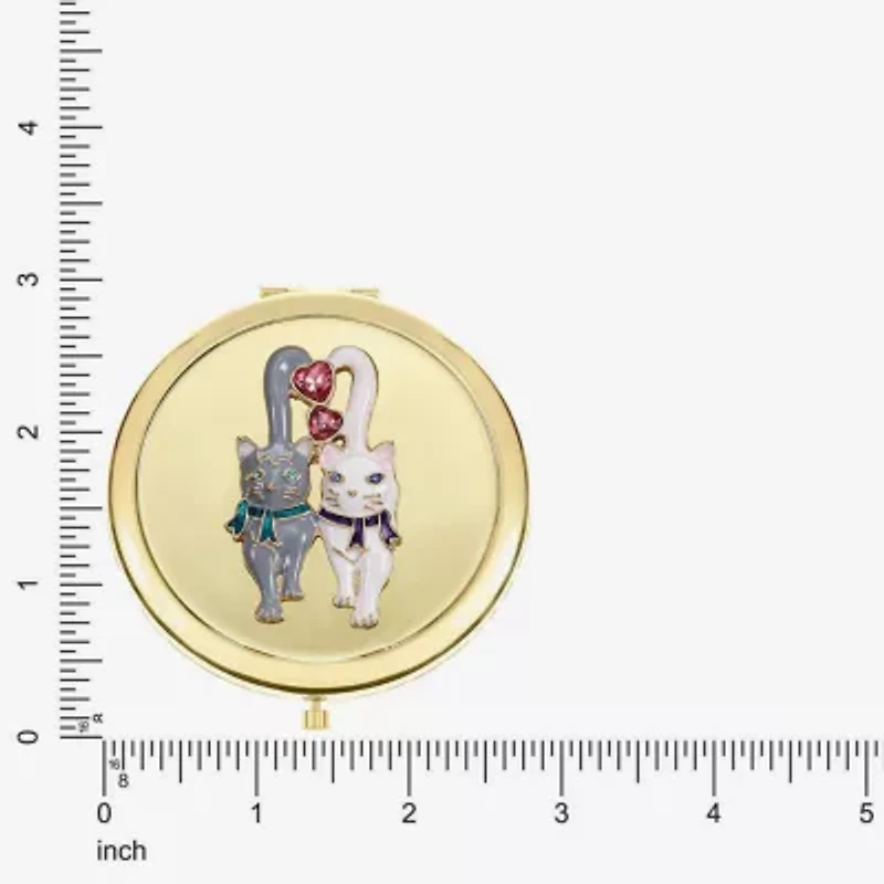 Monet Jewelry Gold Tone Cats Gold Tone Heart Compact Mirror