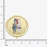 Monet Jewelry Gold Tone Cats Gold Tone Heart Compact Mirror