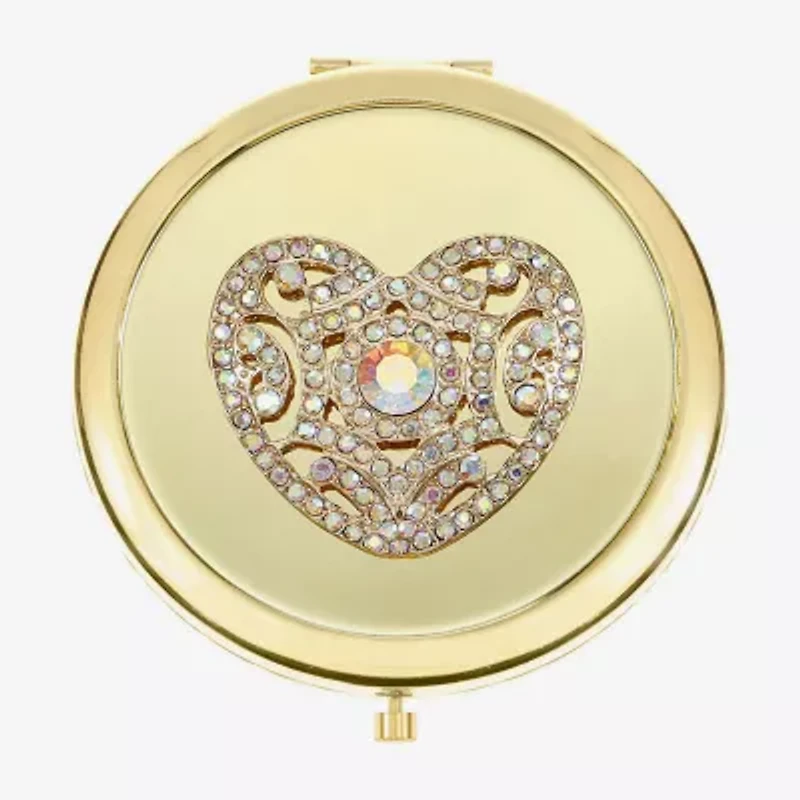 Monet Jewelry Gold Tone Filigree Gold Tone Heart Compact Mirror